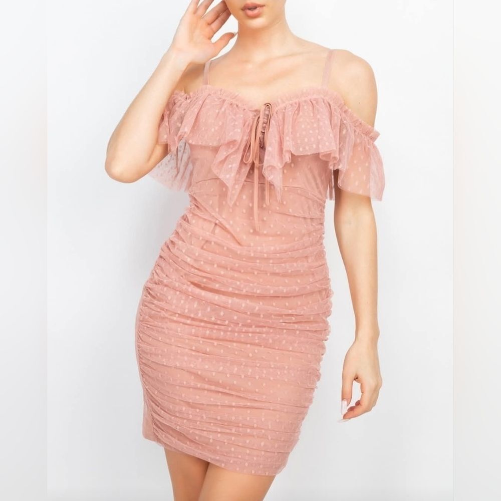 Haute Monde Pink Off-Shoulder Dress Size L